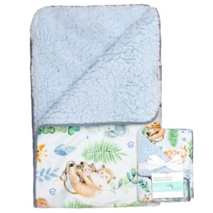 newborn blankets for boys warm sherpa blanket light blue, 30"x40" mink cozy soft baby blankets baby shower gifts - newborn essentials must haves-machine and dryer safe, baby gifts by bambino creations