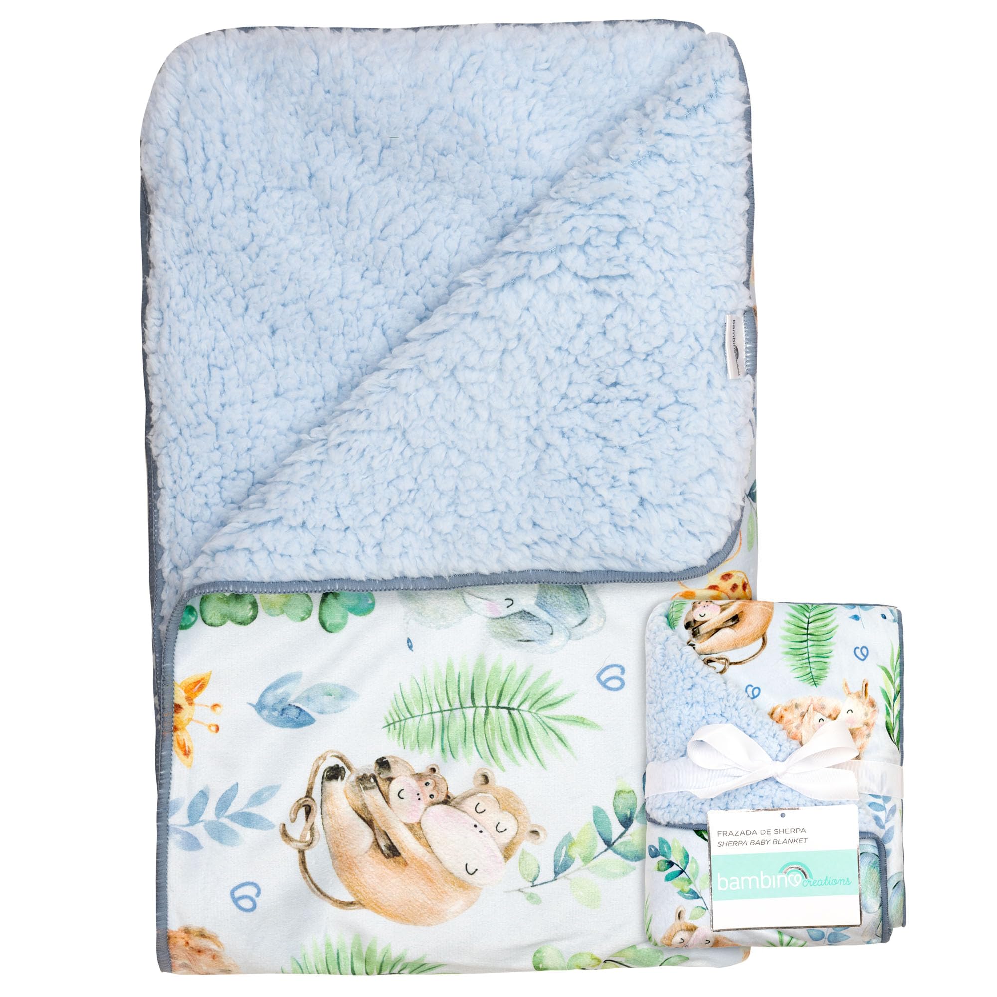 Newborn Blankets for Boys Warm Sherpa Blanket Light Blue, 30"x40" Mink Cozy Soft Baby Blankets Baby Shower Gifts - Newborn Essentials Must Haves-Machine and Dryer Safe, Baby Gifts by BAMBINO CREATIONS