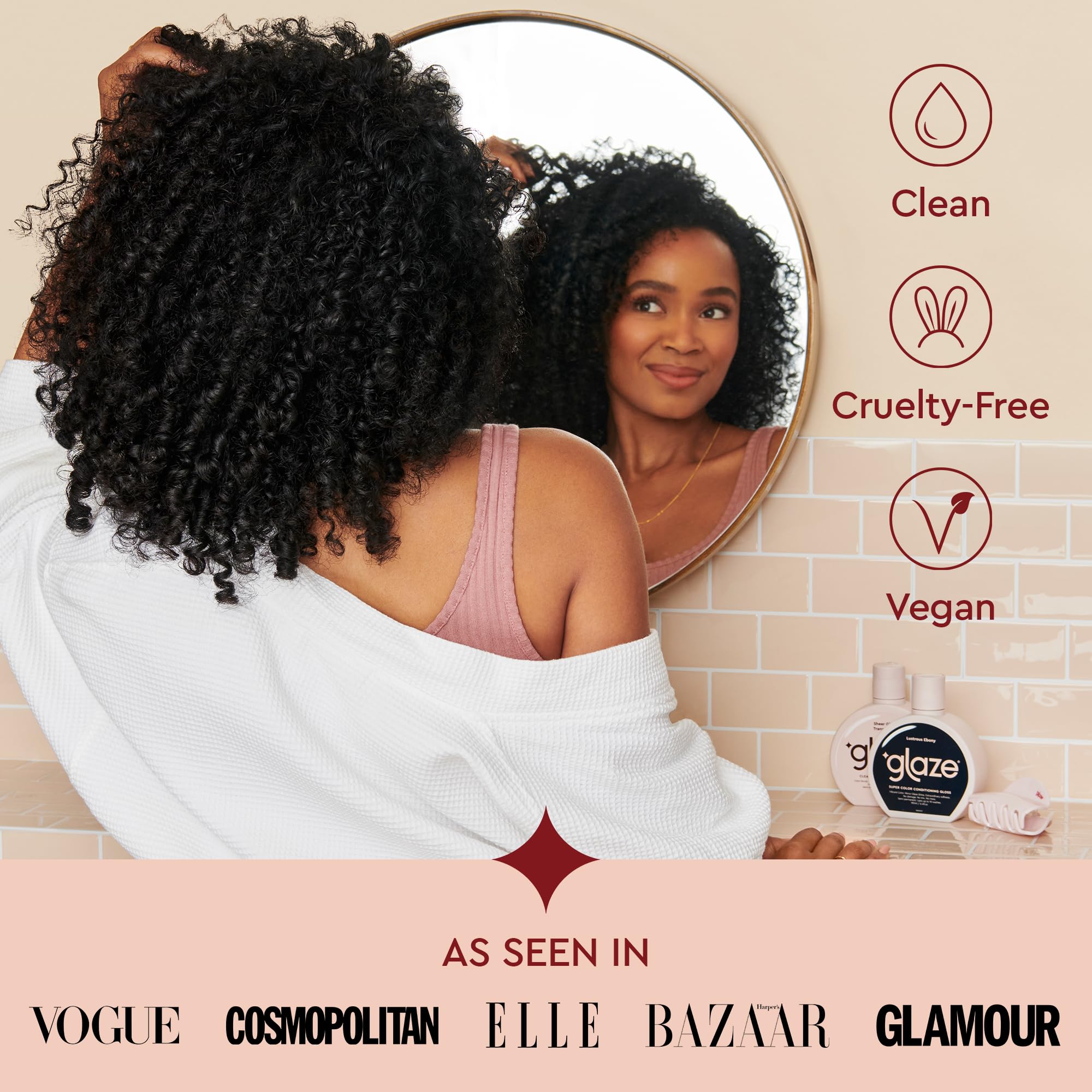 Glaze Super Gloss Color Conditioning Hair Gloss – Like a Tinted Moisturizer for Dark Brown/Black Hair – Boosts Color, Repairs the Look of Damage & Adds Mirror Shine – Lustrous Ebony, 6.4 oz