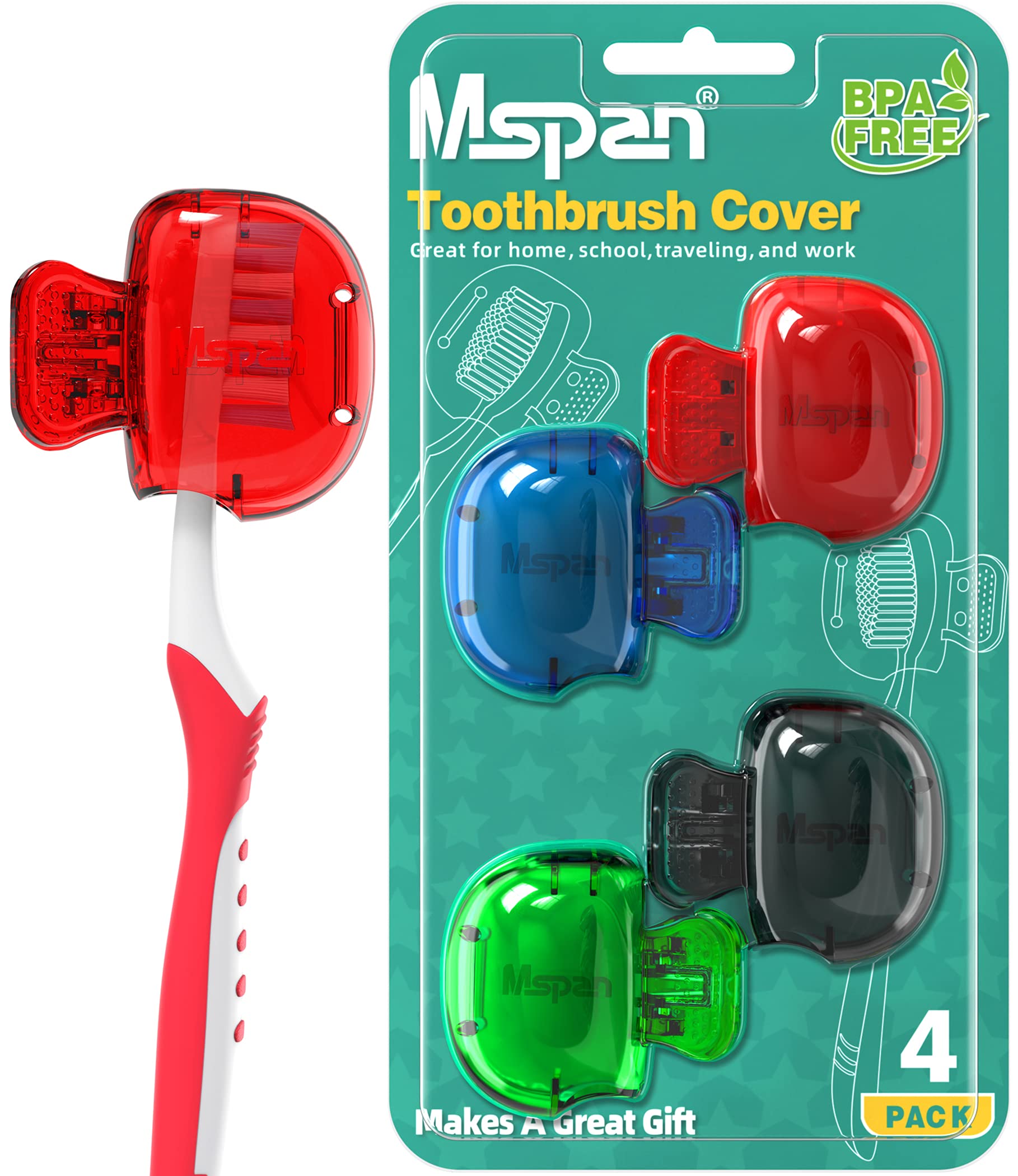 Mspan Electric Toothbrush Cover Cap: Brush Head Protector Cute Plastic Clip Pod - 6 Packs