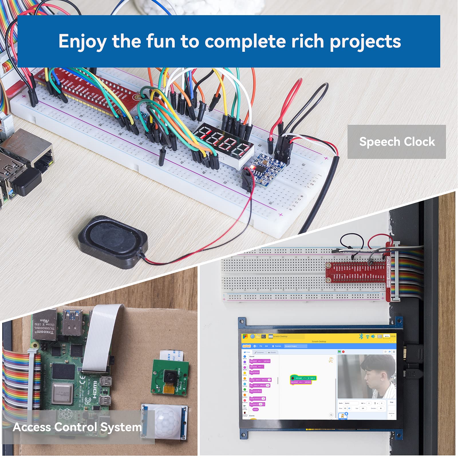 SunFounder Raspberry Pi Ultimate Starter Kit for Raspberry Pi 4B 3B+ 400 with PiCrawler AI Robot kit for Raspberry Pi