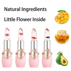 paminify 2pcs Jelly Clear Crystal Flower Magic Lipstick Color Changing Tinted Lip Balm Nourishing Moisturizing Lip Stick labial magicos