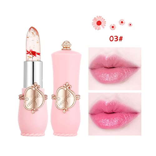 paminify 2pcs Jelly Clear Crystal Flower Magic Lipstick Color Changing Tinted Lip Balm Nourishing Moisturizing Lip Stick labial magicos