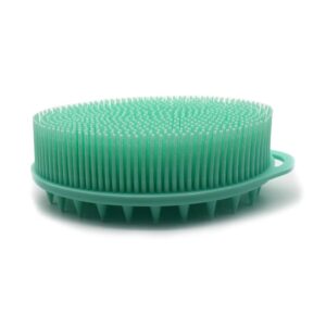 Silicone Body Brush, Exfoliating Body Scrubber, Silicone Body Scrubber Loofah, Silicone Bath Brush, Soft Exfoliating Body Bath Shower Scrubber Brush for Kids and Adults All Kinds of Skin（Green）