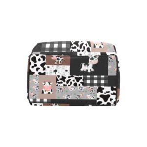 Liveweike Cow Print Patchwork Personalized Diaper Bag Backpack Custom Name Daypack Large Mommy Bag for Adults Girl Boy Student Option 3