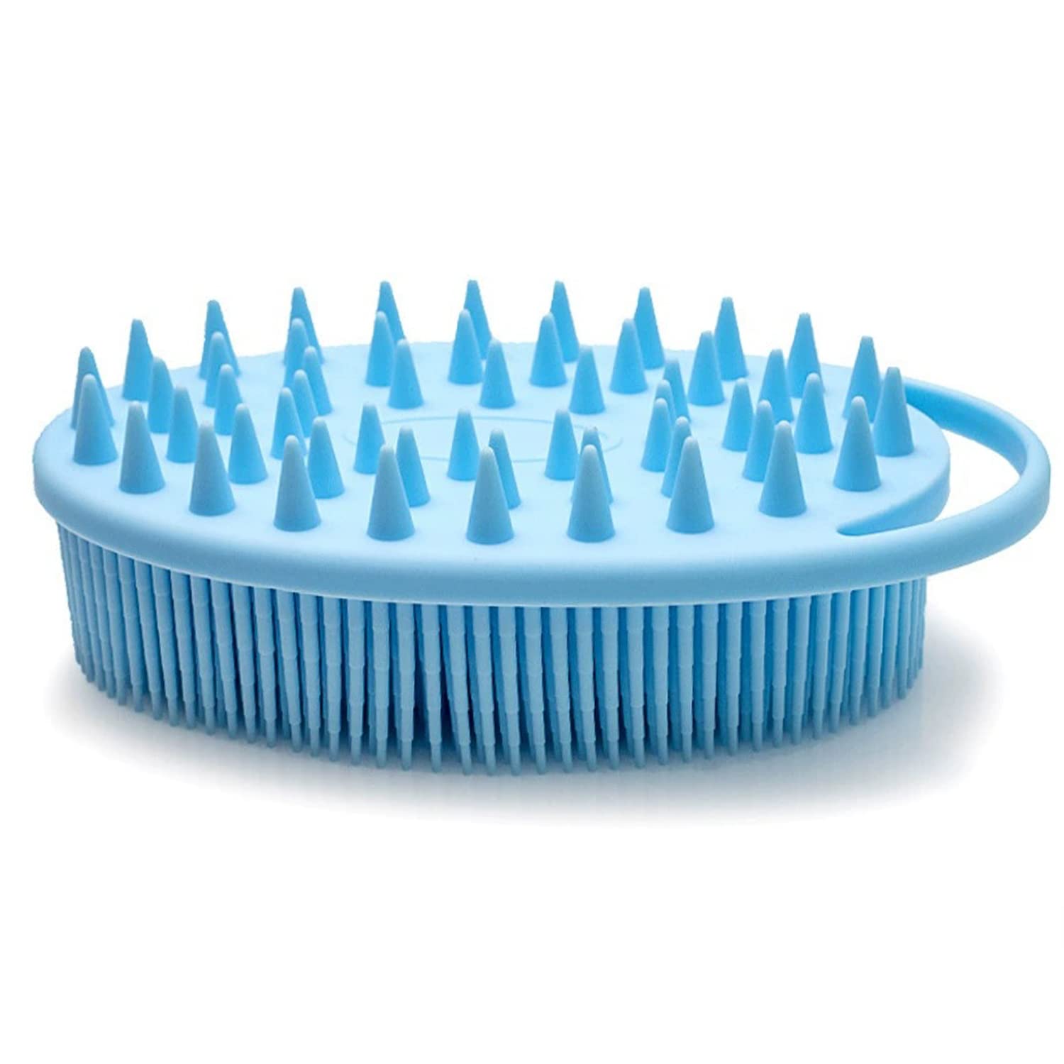 Silicone Body Brush, Exfoliating Body Scrubber, Silicone Body Scrubber Loofah, Silicone Bath Brush, Soft Exfoliating Body Bath Shower Scrubber Brush for Kids and Adults All Kinds of Skin (Blue)