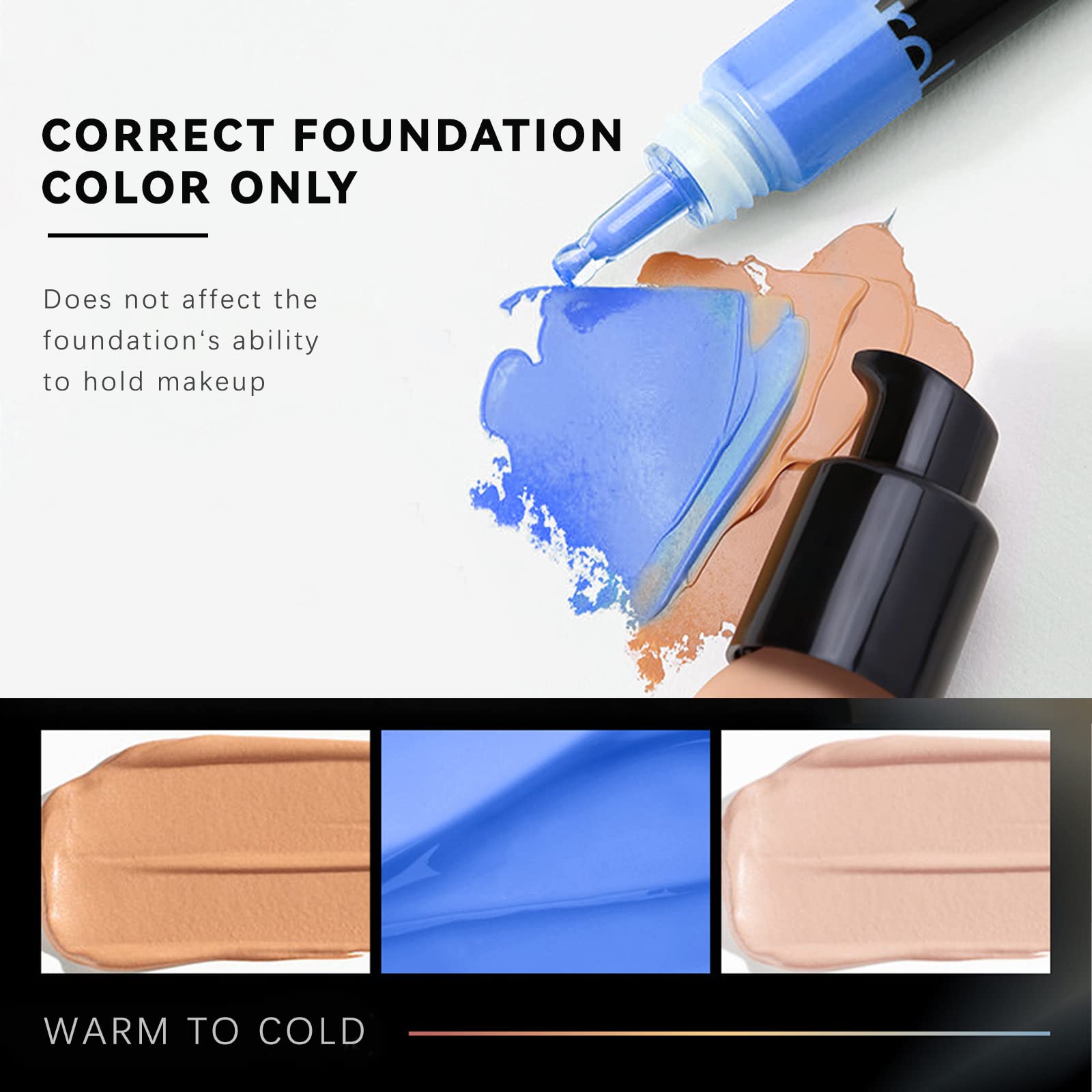 NewBang Blue Foundation Mixing Pigment to Natural Undertone,Blend with Foundations-Warm to Cold, including Finger Puff