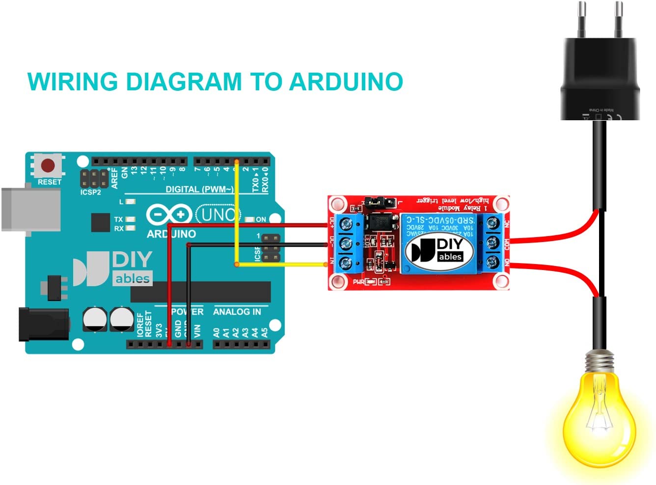 DIYables 3pcs Relay Module for Arduino, ESP32, ESP8266, Raspberry Pi, 1 Channel, 5V, High/Low Level Trigger