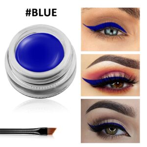 Erinde Blue Gel Eyeliner, Waterproof Long Lasting Cream Eyeliner Gel, High-Intensity Pigments Smudge-Proof Eye Liner Makeup, Water-Resistant Eyeliner with 2PCS Eyeliner Brushes 03# Blue