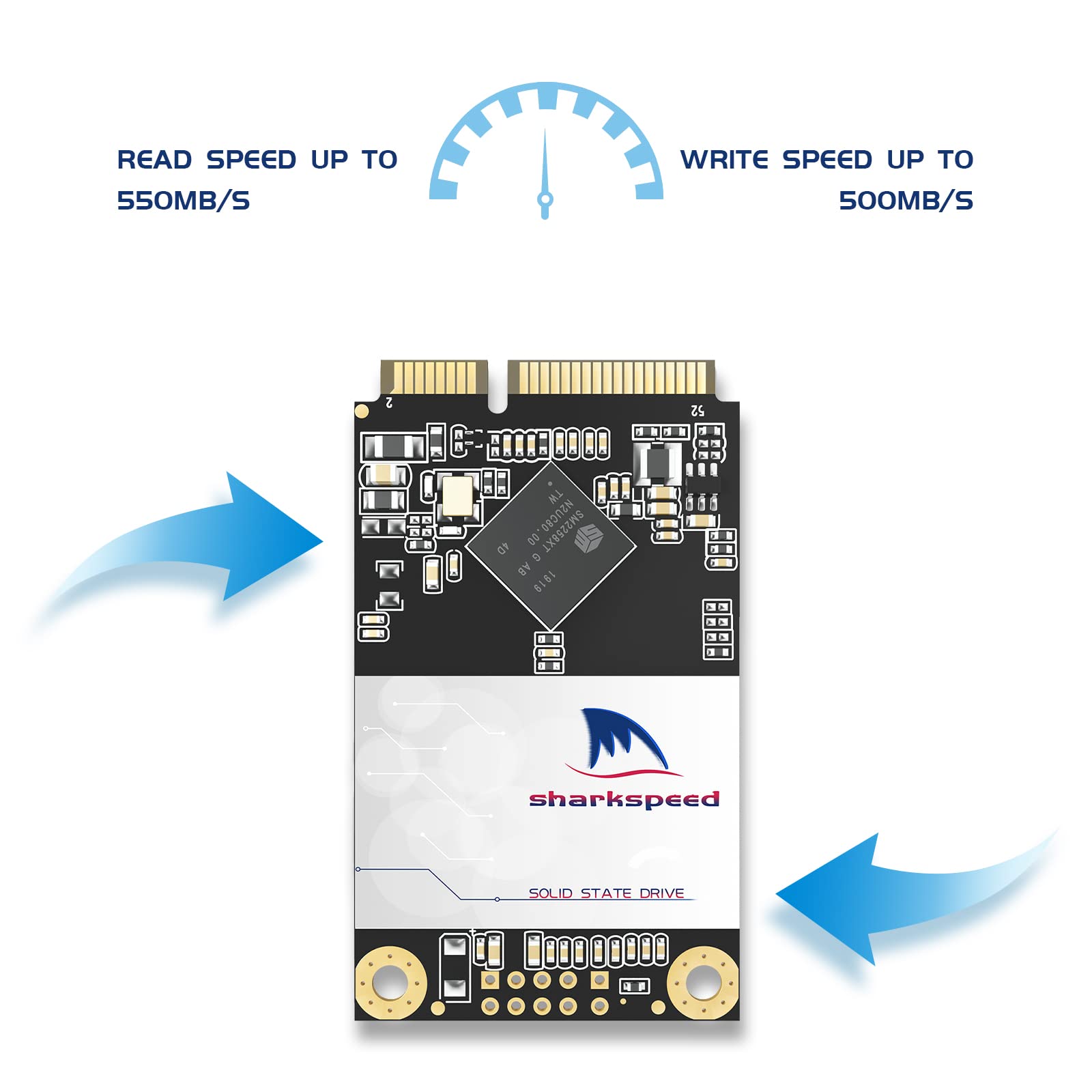 mSATA SSD 256GB SHARKSPEED Plus Internal Mini SATA SSD Drive 3D NAND Solid State Drive for Mini PC Notebooks Tablets PC(mSATA 256GB)