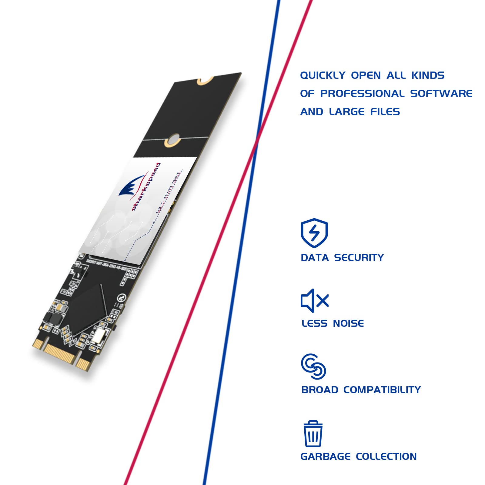 64GB Internal SSD M.2 2280 NGFF SHARKSPEED Plus 3D NAND SATA III 6 Gb/s,Internal Solid State Drive for Notebooks Desktop PC (M.2 2280 64GB)