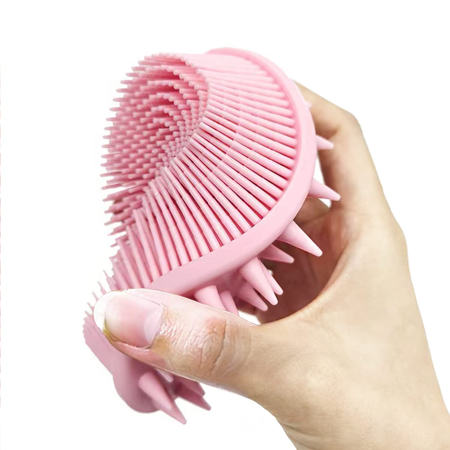 Silicone Body Brush, Exfoliating Body Scrubber, Silicone Body Scrubber Loofah, Silicone Bath Brush, Soft Exfoliating Body Bath Shower Scrubber Brush for Kids and Adults All Kinds of Skin (Pink)