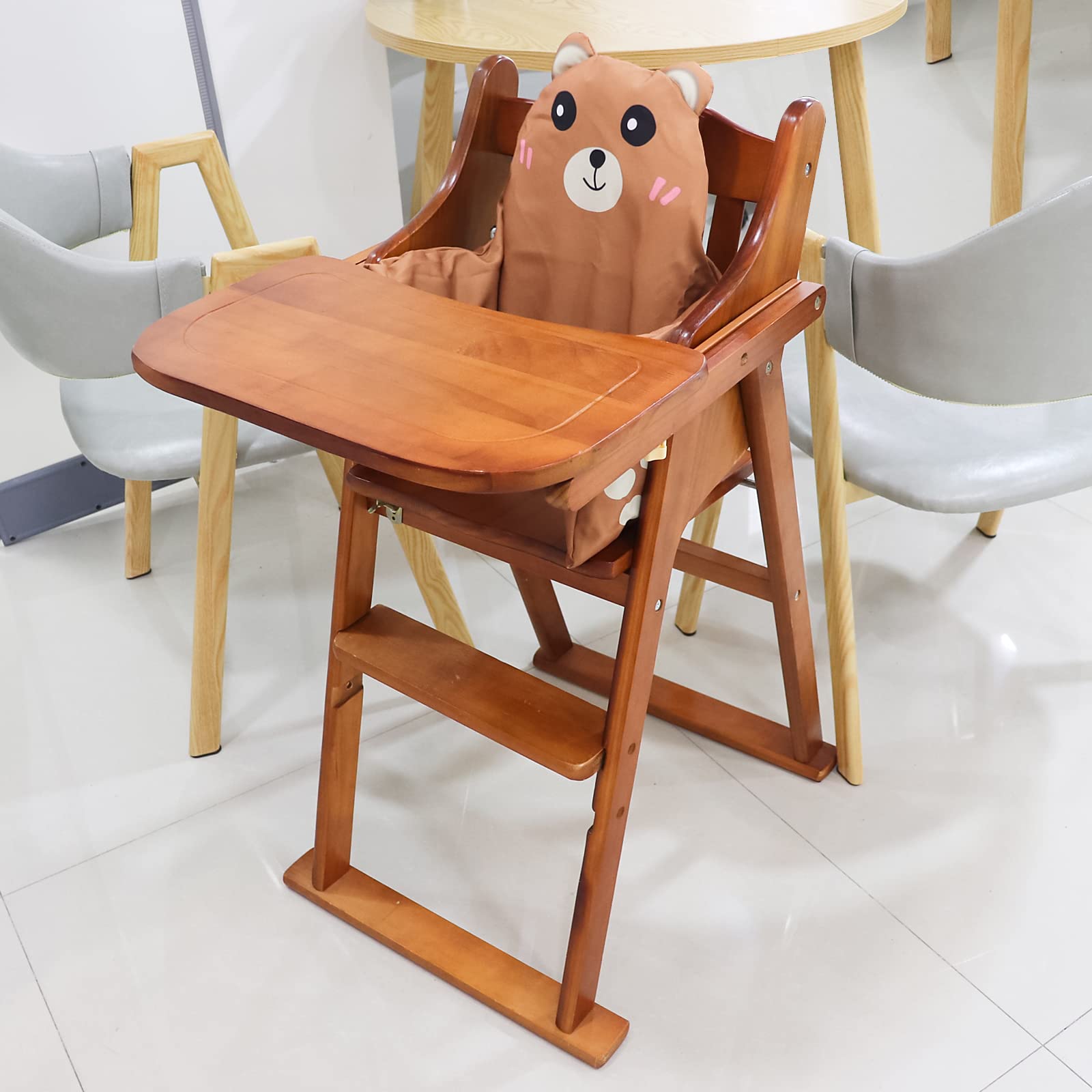 High Chair Cushion, for IKEA High Chair Cushion, Cushion High Chair, for IKEA Highchair Cushion for IKEA Antilop Highchair, Built-in Inflatable Cushion, Baby Sitting More Comfortable (Brown Bear)