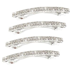 small sparkly rhinestone bling hair clips silver metal rectangular spring hair barrettes hair accessories crystal ponytail holder side clips for women girls