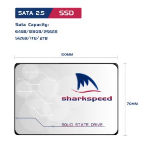 128GB Internal SSD,SHARKSPEED Plus 2.5"/7mm,SATA III 6Gb/s,3D NAND Solid State Drive for Notebooks Tablets PC Read Speed up to 550MB/s (2.5" 128GB)