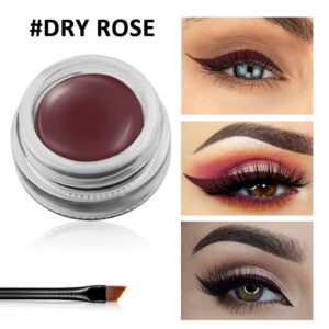 Erinde Waterproof Gel Eyeliner, Long Lasting Cream Eyeliner Gel Pot, High-Intensity Pigments Smudge-Proof Eye Liner Makeup, Water-Resistant Eyeliner with 2PCS Brushes 07# Dry Rose