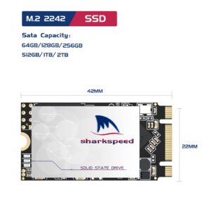 2242 NGFF 512GB M.2 SSD SHARKSPEED Plus Internal M2 SSD 3D NAND SATA III 6 Gb/s,Solid State Drive for Notebooks Desktop PC (M.2 2242 512GB)