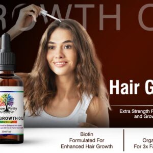 GrowFinity Hair Growth Oil | Biotin and Argan Infused for 3x Faster Growth | Regrowth Treatment | Vitamin E Salon-Grade Natural Oil - 1 Oz