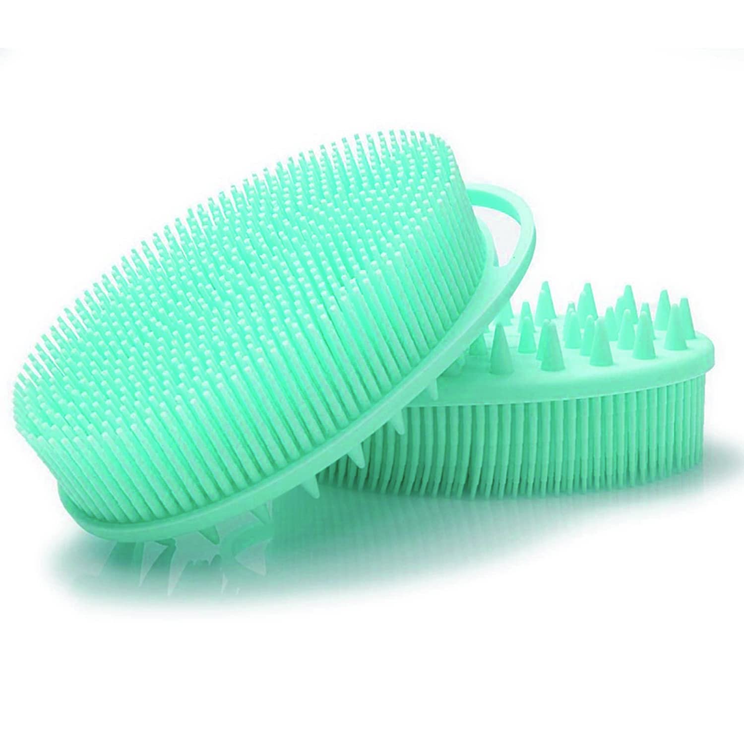 Silicone Body Brush, Exfoliating Body Scrubber, Silicone Body Scrubber Loofah, Silicone Bath Brush, Soft Exfoliating Body Bath Shower Scrubber Brush for Kids and Adults All Kinds of Skin（Green）