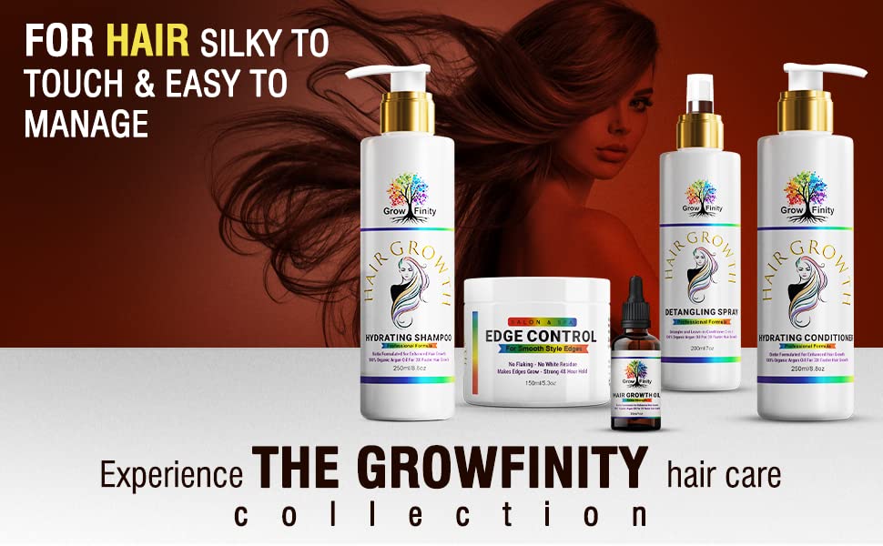 GrowFinity Hair Growth Oil | Biotin and Argan Infused for 3x Faster Growth | Regrowth Treatment | Vitamin E Salon-Grade Natural Oil - 1 Oz