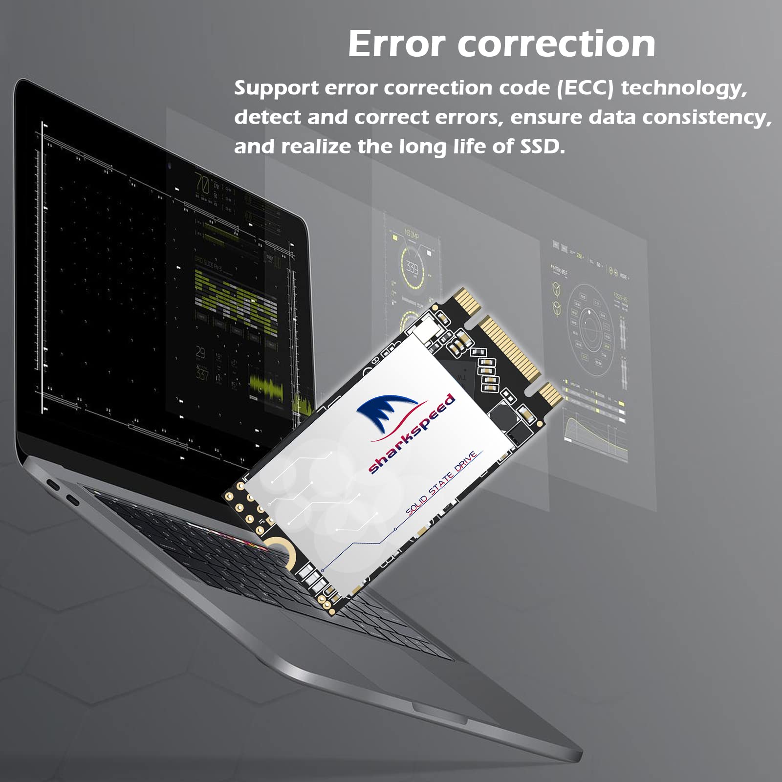 64GB Internal SSD M.2 2280 NGFF SHARKSPEED Plus 3D NAND SATA III 6 Gb/s,Internal Solid State Drive for Notebooks Desktop PC (M.2 2280 64GB)