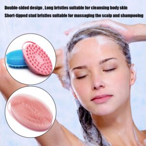 Silicone Body Brush, Exfoliating Body Scrubber, Silicone Body Scrubber Loofah, Silicone Bath Brush, Soft Exfoliating Body Bath Shower Scrubber Brush for Kids and Adults All Kinds of Skin (Pink)