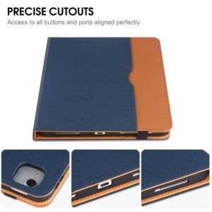 for iPad Pro 11 Inch Case 2022/2021/2020/2018, for iPad 11 Pro Case 4th/3rd/2nd/1st Generation w/Pencil Holder, Folio Stand Protective Cover, Auto Sleep/Wake, Multiple Viewing Angles, Blue/Brown