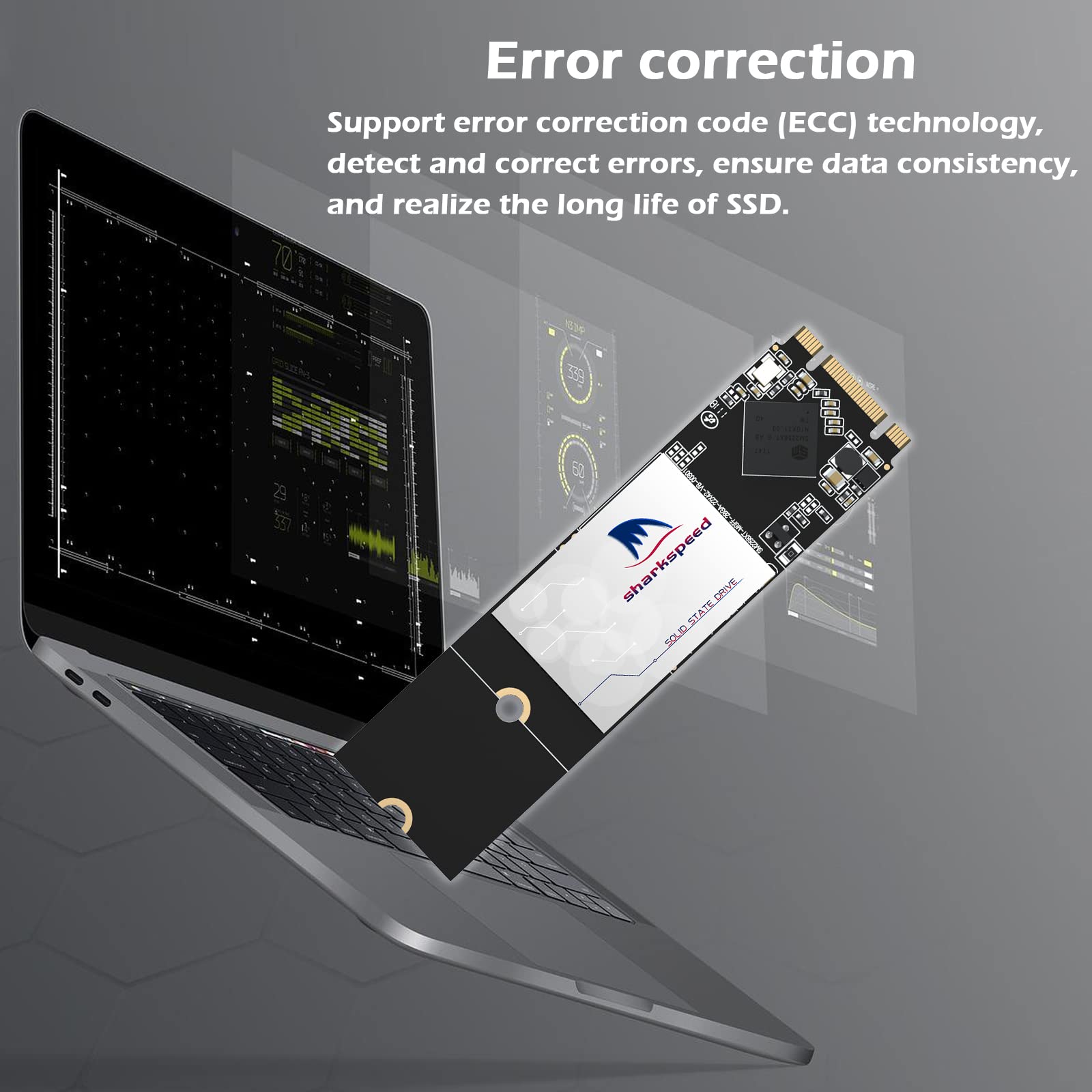 128GB Internal SSD M.2 2280 NGFF SHARKSPEED Plus 3D NAND SATA III 6 Gb/s,Internal Solid State Drive for Notebooks Desktop PC (M.2 2280 128GB)