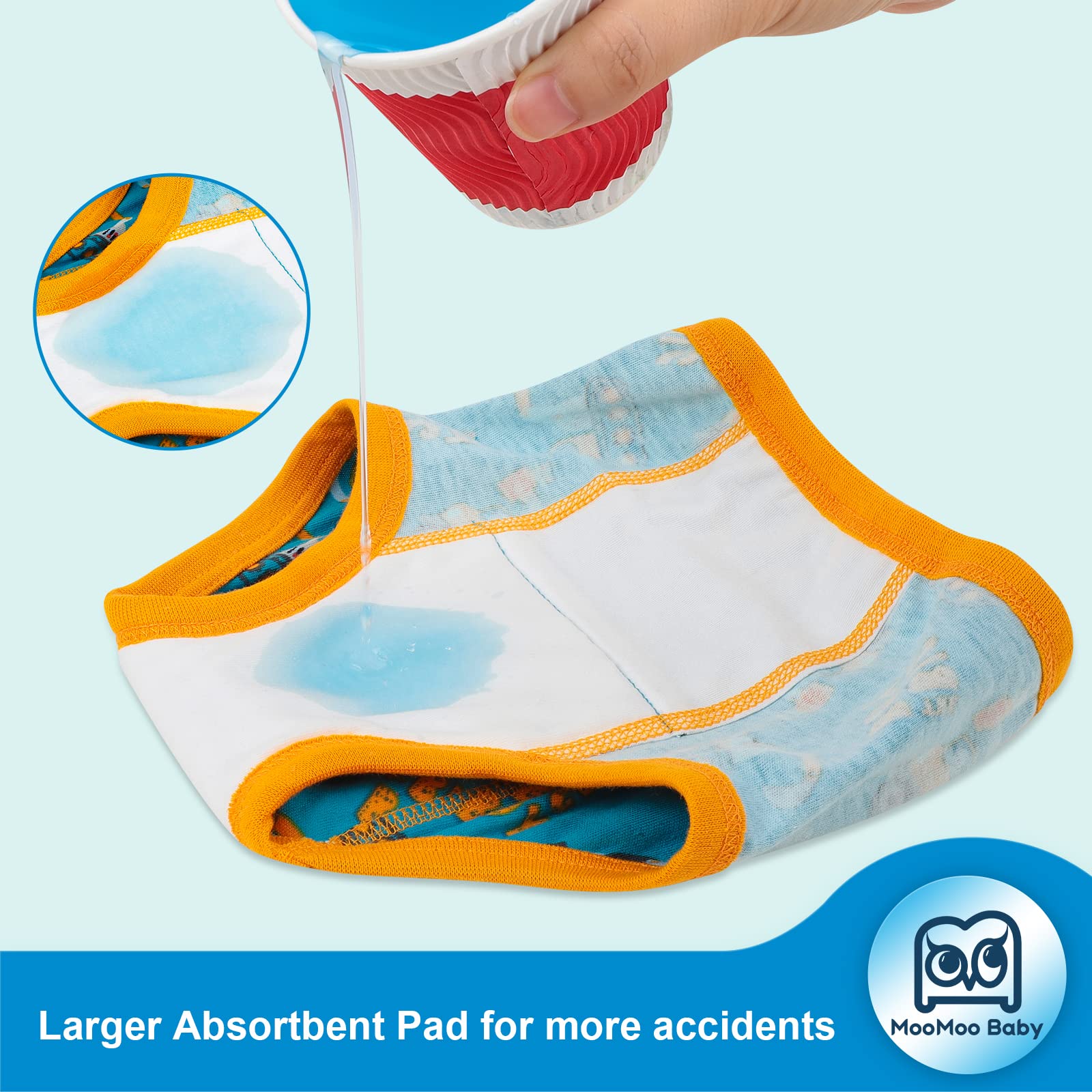 MooMoo Baby 4 Packs Training Underwear Absorbent Vehicle Potty Training Pants for Toddler Boys 2T-7T