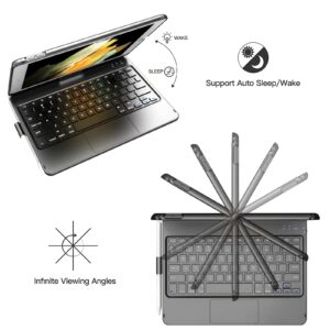 Touchpad Keyboard Case for iPad 10.2 9th/8th/7th Gen, Keyboard Case for iPad 9th Generation/8th/7th Gen-360° Rotatable Protective Cover with Pencil Holder (Black)