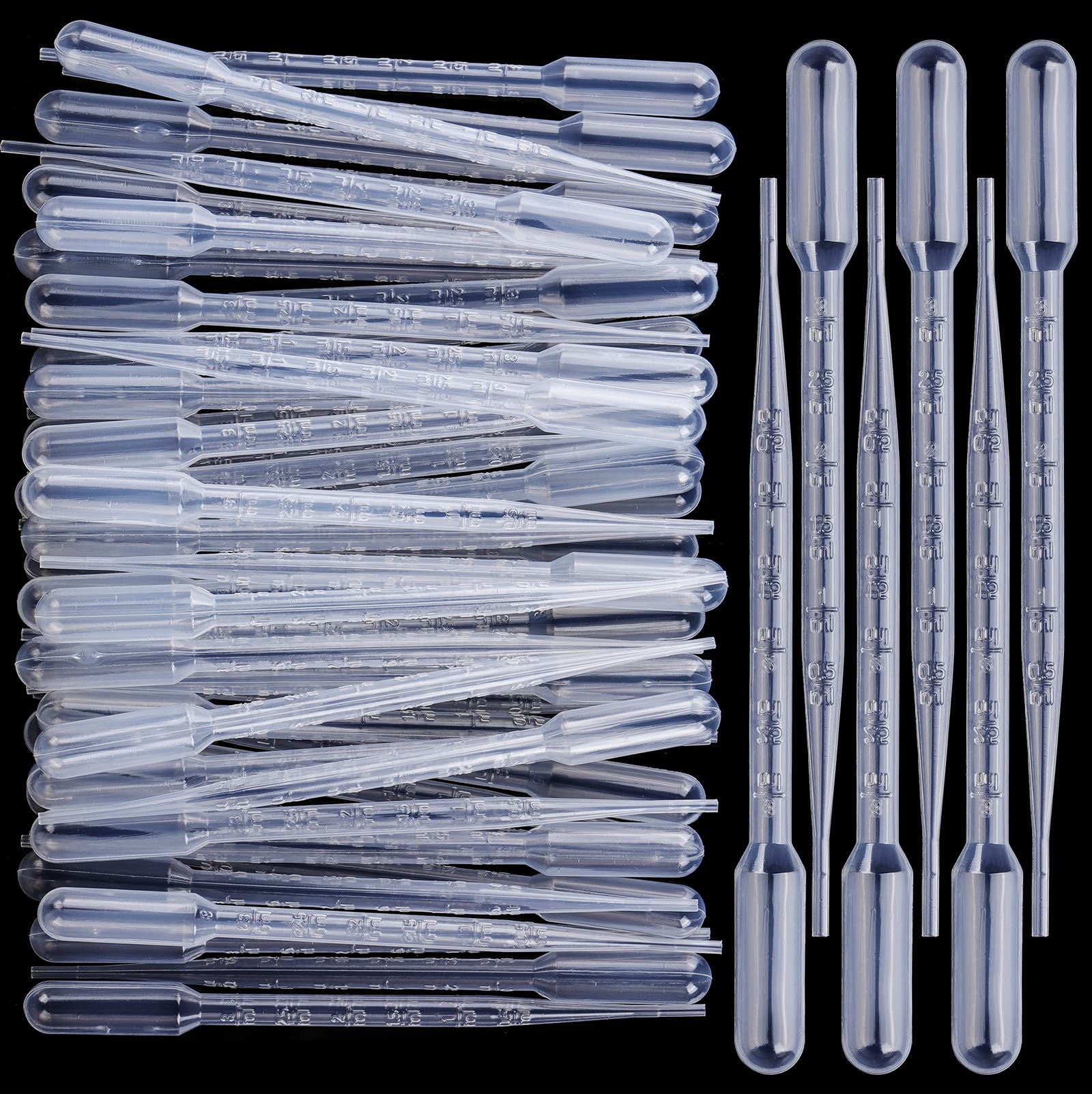 Teenitor Transfer Pipettes, 50PCS 3ml Eye Dropper Plastic Transfer Pipettes for Essential Oil, Disposable Liquid Dropper for Science Laboratory, Lab, DIY