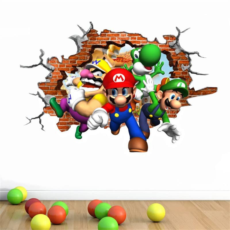 3D Wall Decals Sticker,Children Cartoon Bedroom Background Wall Decoration Self Adhesive Wall Sticker,Hedgehog Video Game Sticker Birthday Party Supplies