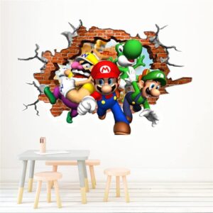 3D Wall Decals Sticker,Children Cartoon Bedroom Background Wall Decoration Self Adhesive Wall Sticker,Hedgehog Video Game Sticker Birthday Party Supplies