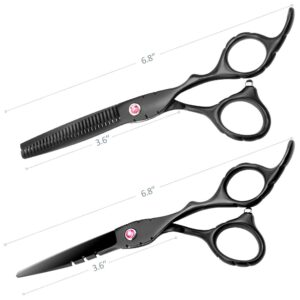 Professional Black Hair Cutting Scissors Sets Stainless Steel Barber Hairdressing Scissors Salon Multifunctional Thinning Scissors Straight Shears Tools for Mother Father Friends' Christmas Gift