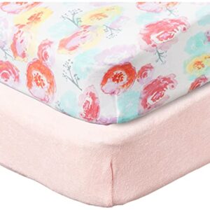 HonestBaby 2-Piece Organic Cotton Printed & Terry Changing Pad Cover Set, Rose Blossom, One Size