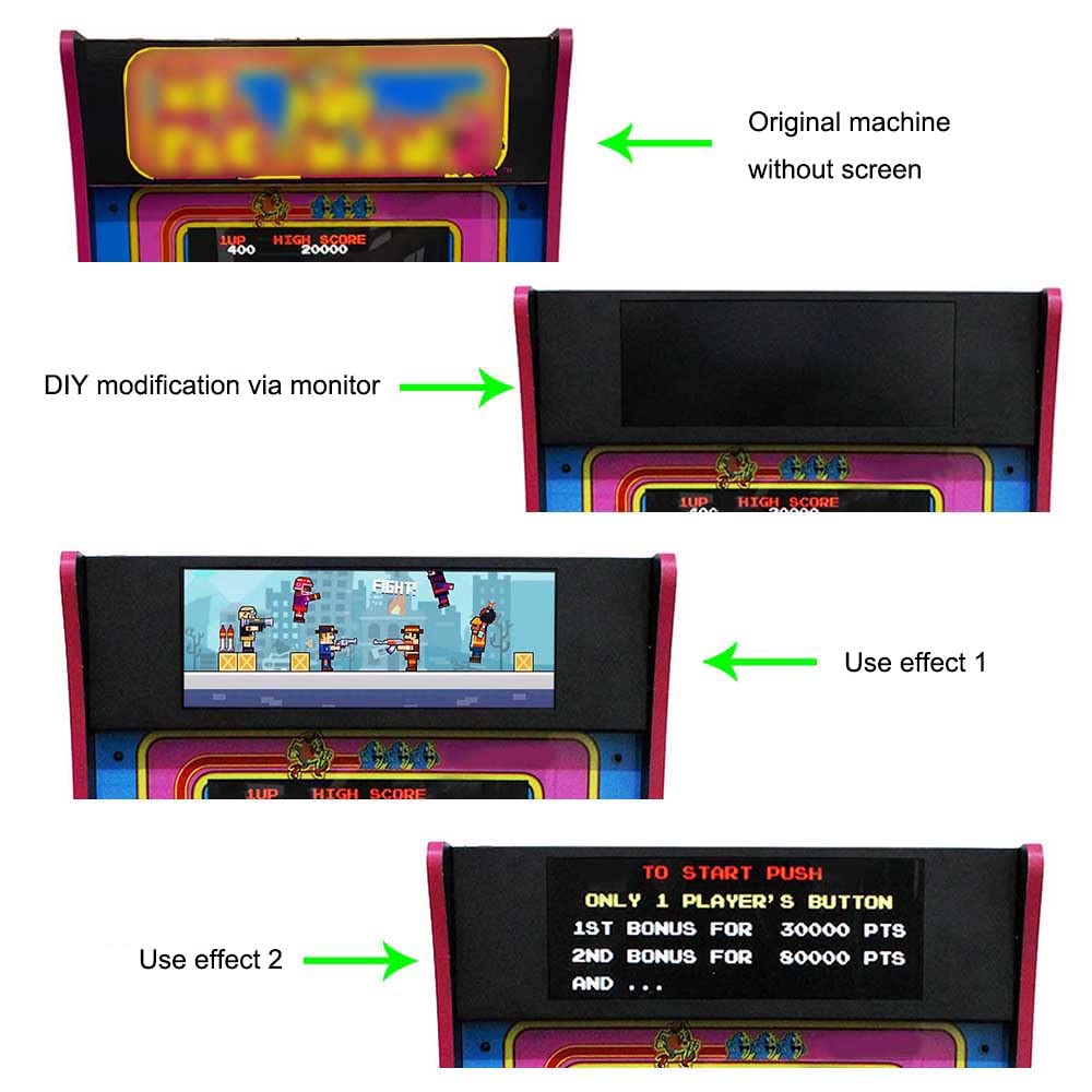 VSDISPLAY 12.3" 12.3 inch VS123ZJ01A 1920x720 700nit IPS Gaming Monitor, with HD-MI USB VGA Port,Dual Speakers,Metal Shell,for DIY Marquee Cabinet Split Screen