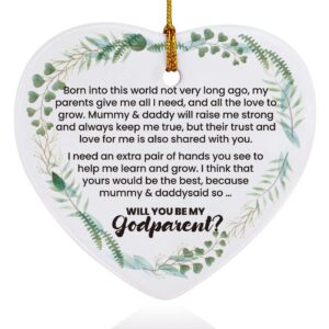 godparent ornaments keepsake gifts from goddaughter godson godchild baby, will you be my godparent, birthday christmas pregnancy announcement plaque sign gifts for auntie uncle godparent to be