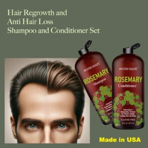 Rosemary Shampoo and Conditioner, Rosemary Oil Shampoo Promotes Hair Growth & Scalp Health, Rosemary Shampoo for Hair Growth Organic - Sulfate & Paraben Free, for Men Women - 16 fl oz each