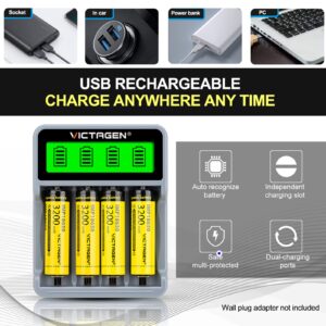 18650 Battery Charger Combo 3.7V, VICTAGEN Universal Smart Chargers for Rechargeable Li-ion Batteries 26650 22650 21700 14500 10440 RCR123, Ni-MH Ni-CD AA AAA C