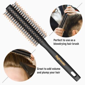 Stylemate Men's Hair Styling Combs and Brush Set - Roller Brush for Adding Volume, Pompadour, Slicked-back, Fauxhawk, Undercut Styling Combs