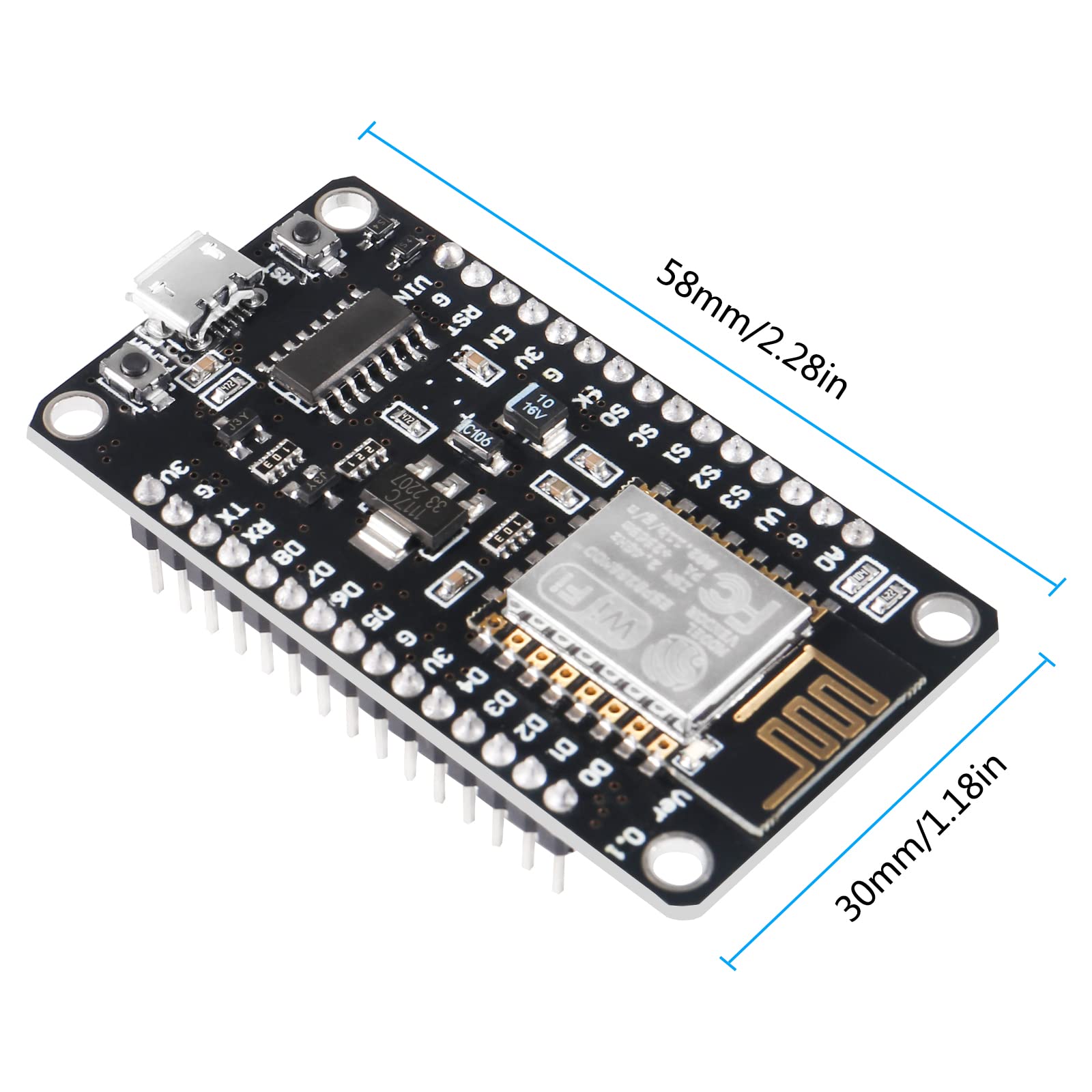 AITIAO 5Pcs ESP8266 NodeMCU LUA CH340 ESP-12E WiFi Internet Development Board 4M Flash Serial Wireless WiFi WLAN Module New Version Compatible with MicroPython