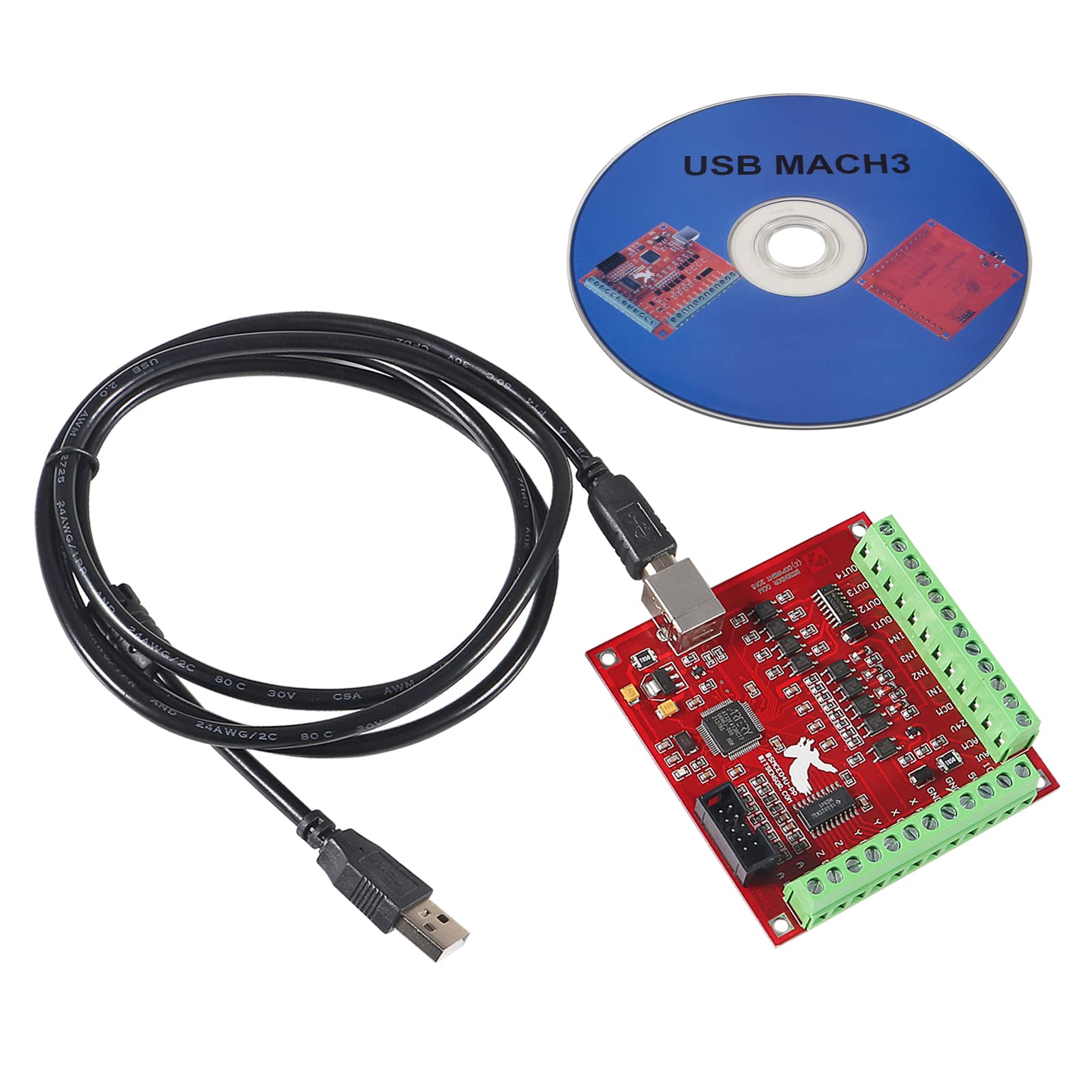 DWEII Mach3 USB Interface Board, USB MACH3 100Khz Motion Controller Card Breakout Board Interface Breakout Board for CNC Engraving, Servo Motor, Stepper Motor Servo Motor