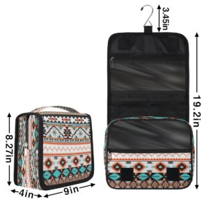 YPPAHHHH Ethnic Aztec Hanging Toiletry Bag,Geometric Travel Cosmetic Bag Makeup Organizer Case Pouch Portable Wash Bag with Hook for Women Girls Men