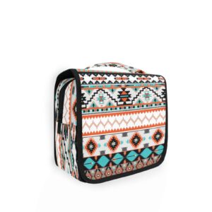 yppahhhh ethnic aztec hanging toiletry bag,geometric travel cosmetic bag makeup organizer case pouch portable wash bag with hook for women girls men