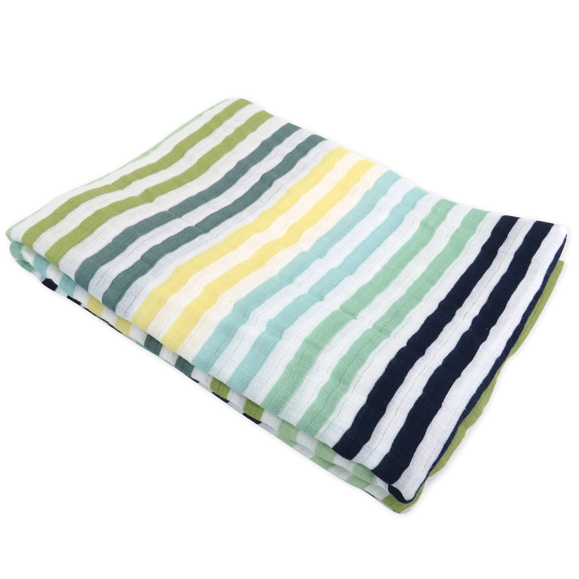 HonestBaby 2-Pack Organic Cotton Swaddle Blankets, Rainbow Stripe Blues, One Size