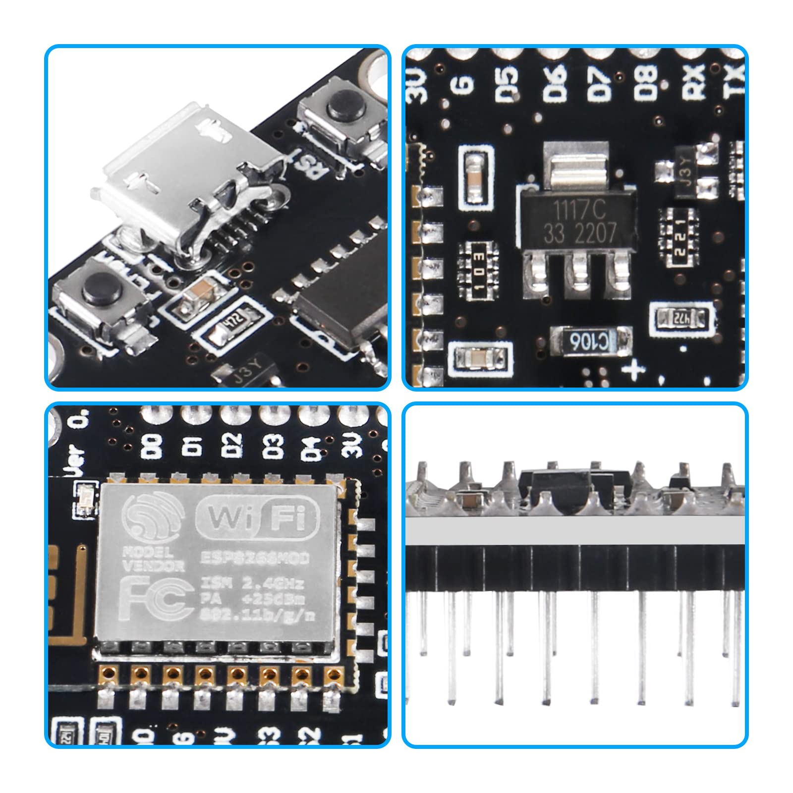 AITIAO 5Pcs ESP8266 NodeMCU LUA CH340 ESP-12E WiFi Internet Development Board 4M Flash Serial Wireless WiFi WLAN Module New Version Compatible with MicroPython