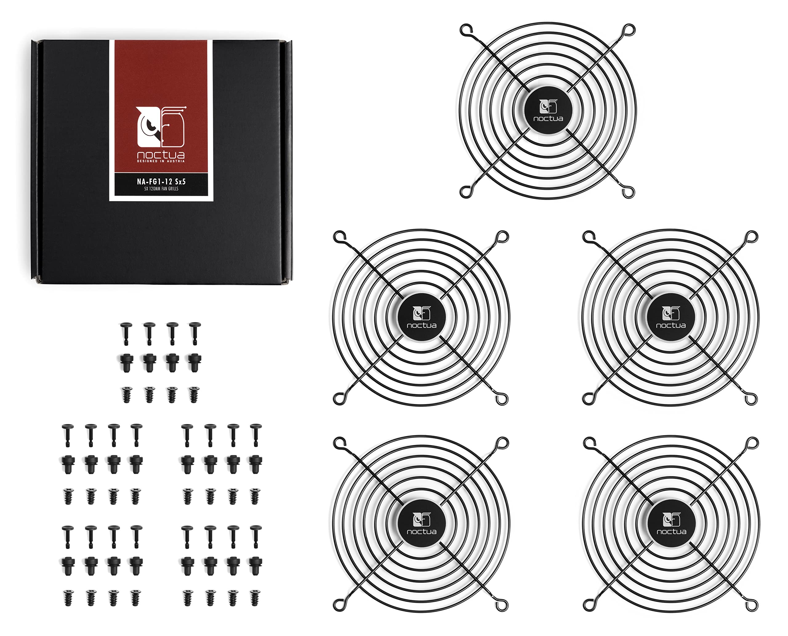 Noctua NA-FG1-12 Sx5, Fan Grills for 120mm Fans (Set of 5, Black)