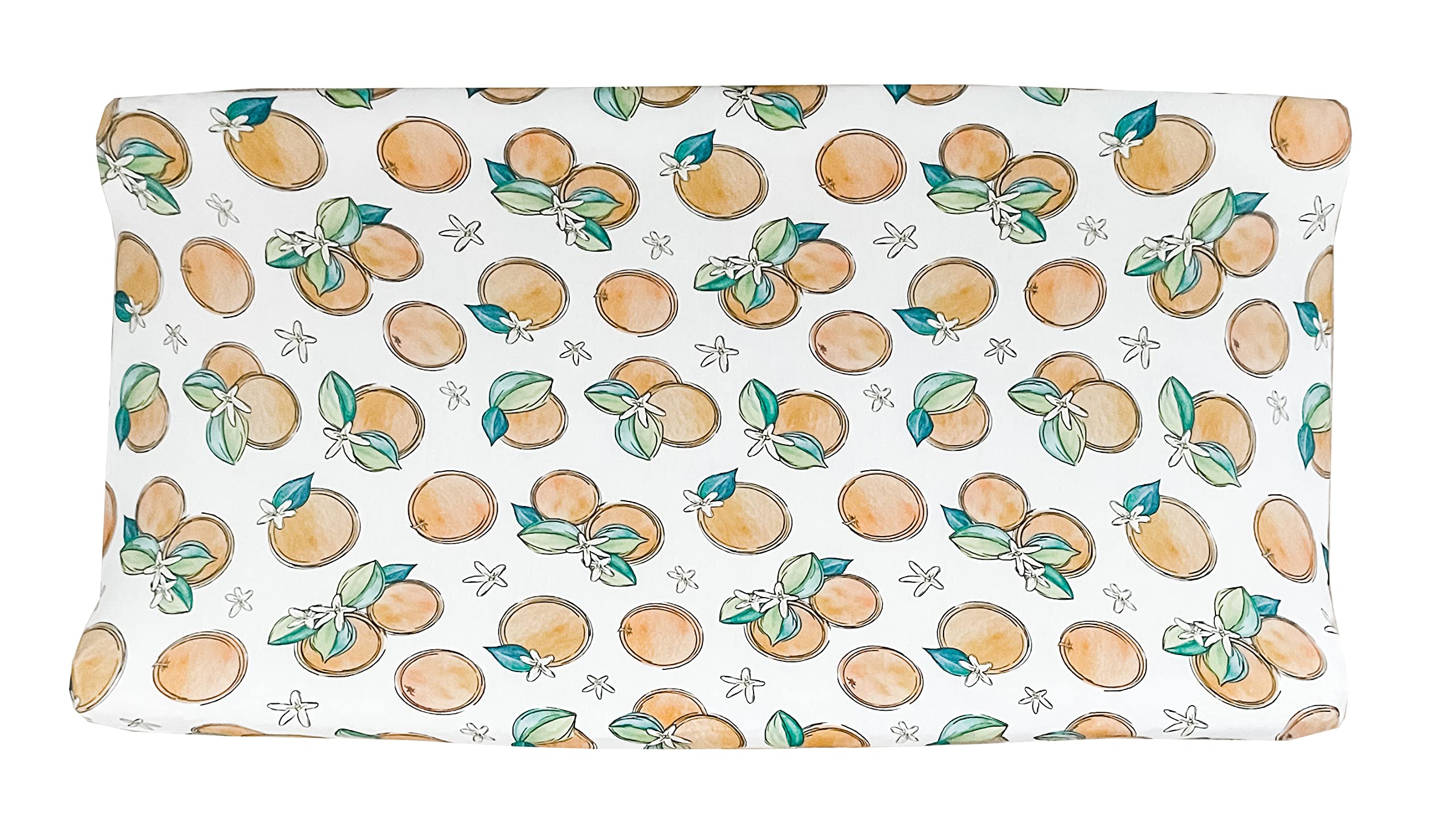 Orange Blossom Fitted Changing Pad Cover, Made from Viscose from Bamboo and Spandex Material, Fits Standard Changing Pad, by Florida Kid Co.