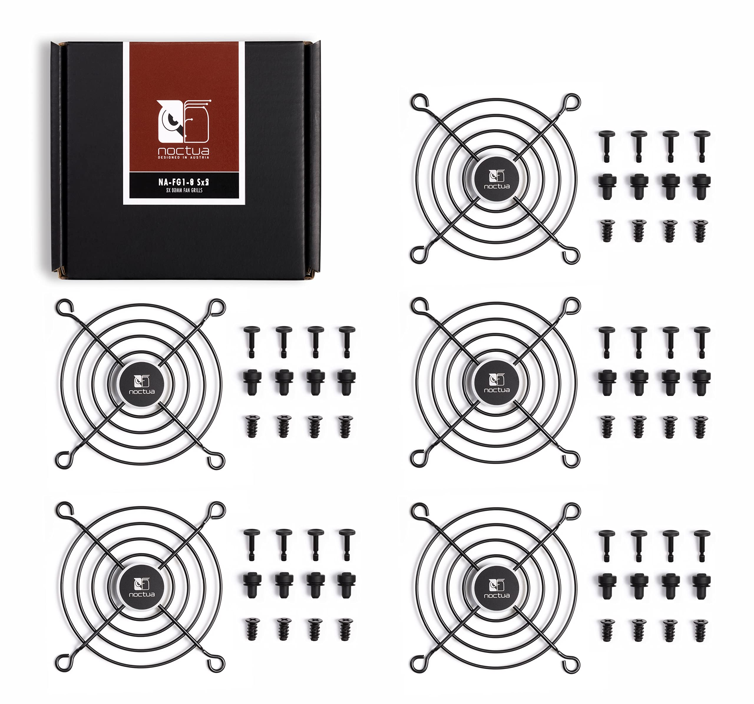 Noctua NA-FG1-8 Sx5, Fan Grills for 80mm Fans (Set of 5, Black)