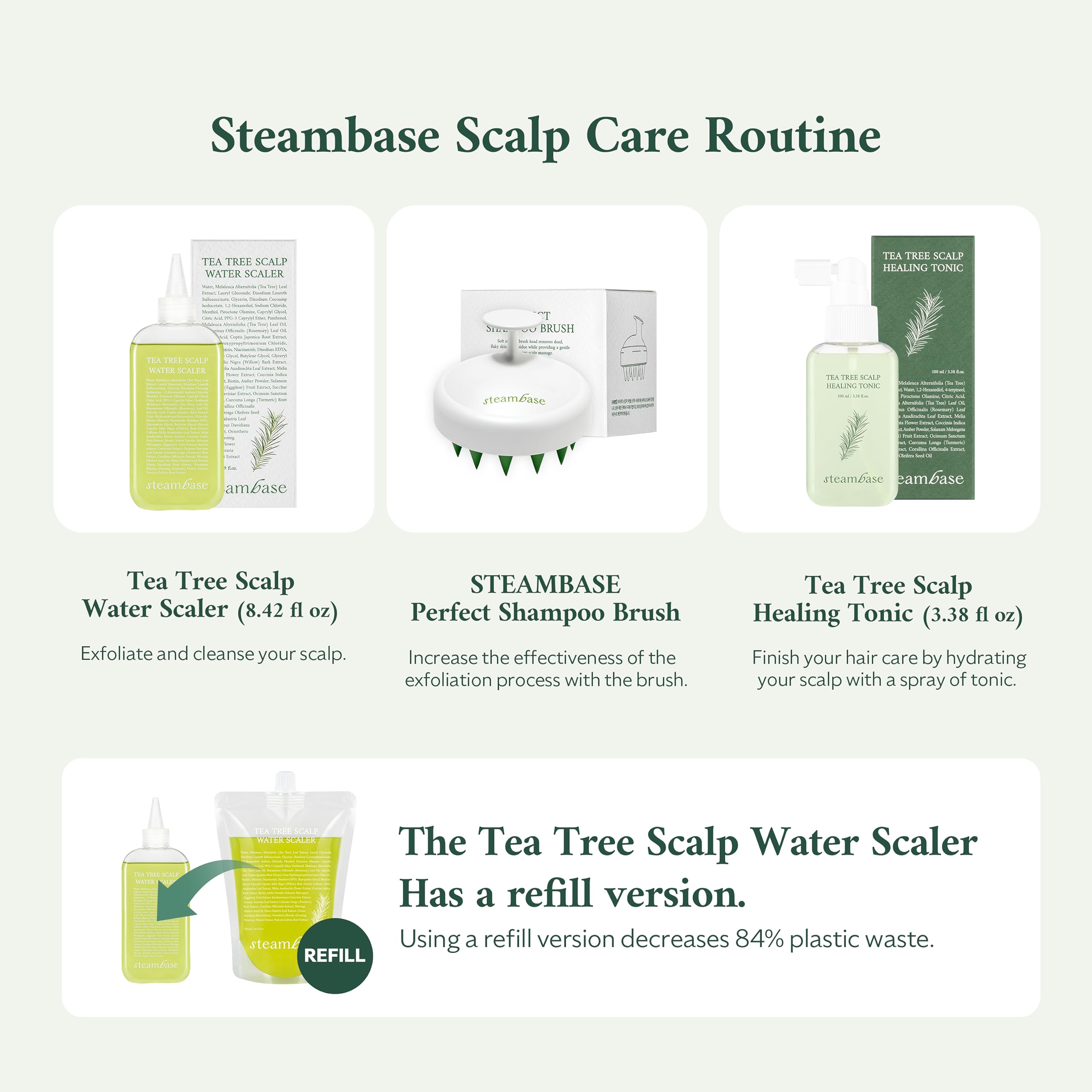 STEAMBASE Tea Tree Scalp Treatment | Purifies and Exfoliates Oily Scalp | Natural BHA & Tea Tree | Removes Odor & Buildup | Hypoallergenic Exfoliator, 8.42 fl oz